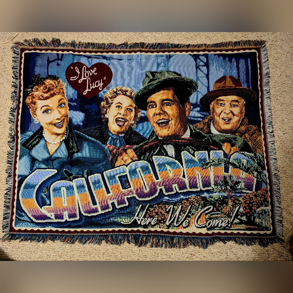 I Love Lucy California Here We Come Woven Tapestry Throw 45" x 60"